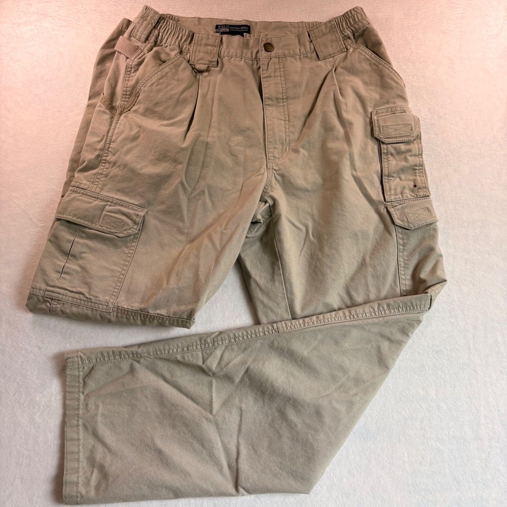 5.11 Tactical Series Mens 34x34 Khaki Cotton Canvas Cargo Pants Style 74251